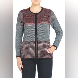 Alia Vintage Women's Knit Zippered Multicolored Cardigan 1X